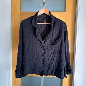 Anthropologie Charcoal Striped Blouse